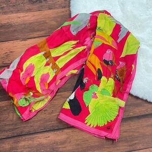 WWF‎ World Wildlife Foundation Vintage Bright Tropical Bird Scarf